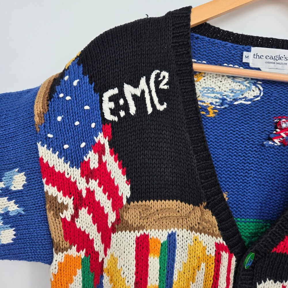 Vintage 90s Womens M Cardigan Sweater Teacher Back To School Kids Education - Picture 4 of 16